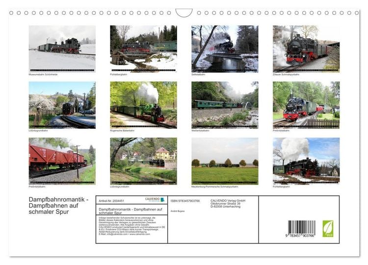 Produktbild: Dampfbahnromantik - Dampfbahnen auf schmaler Spur (Wandkalender 2026 DIN A3 quer), CALVENDO Monatskalender