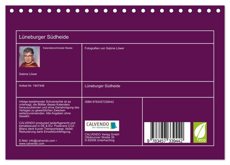 Produktbild: L&uuml;neburger S&uuml;dheide (Tischkalender 2026 DIN A5 quer), CALVENDO Monatskalender