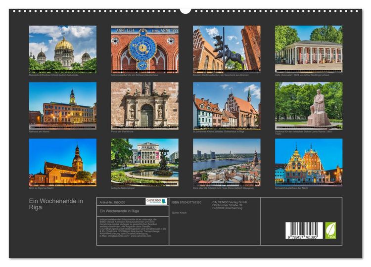 Produktbild: Ein Wochenende in Riga (hochwertiger Premium Wandkalender 2026 DIN A2 quer), Kunstdruck in Hochglanz