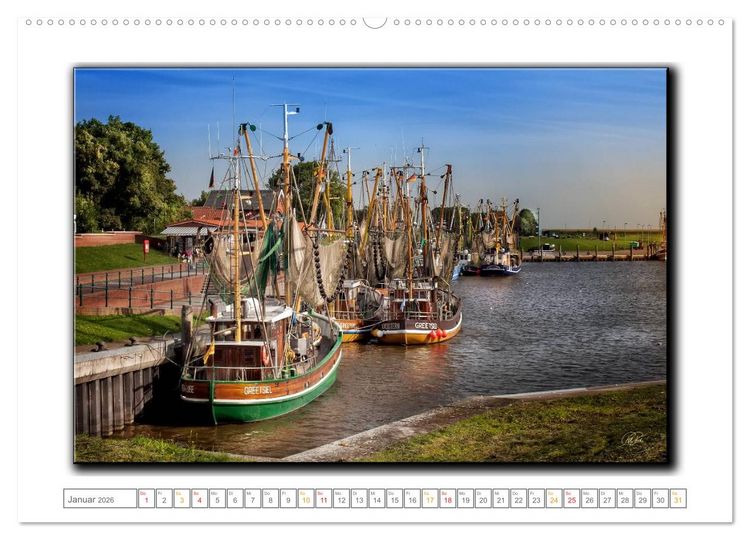 Produktbild: Ostfriesland - die bezaubernden alten H&auml;fen (hochwertiger Premium Wandkalender 2026 DIN A2 quer), Kunstdruck in Hochglanz