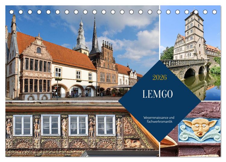 Produktbild: LEMGO - Weserrenaissance und Fachwerkromantik (Tischkalender 2026 DIN A5 quer), CALVENDO Monatskalender