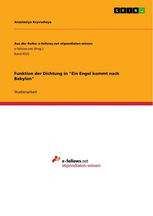 Produktbild: Funktion der Dichtung in "Ein Engel kommt nach Babylon"