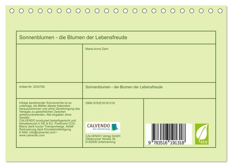 Produktbild: Sonnenblumen - die Blumen der Lebensfreude (Tischkalender 2026 DIN A5 quer), CALVENDO Monatskalender