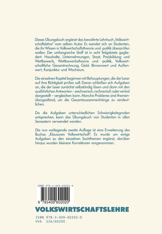Produktbild: Volkswirtschaftslehre, Aufgaben mit L&ouml;sungen