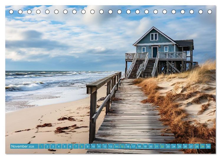 Produktbild: Wundersch&ouml;ne Strandh&auml;user (Tischkalender 2026 DIN A5 quer), CALVENDO Monatskalender