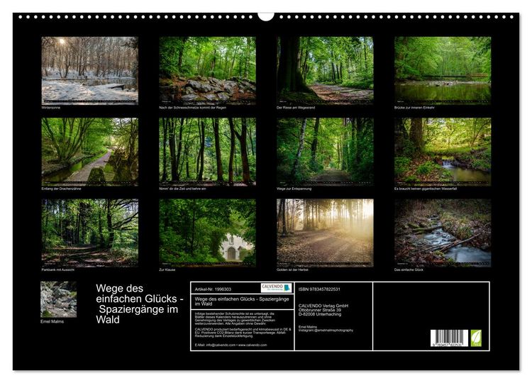 Produktbild: Wege des einfachen Gl&uuml;cks - Spazierg&auml;nge im Wald (Wandkalender 2026 DIN A2 quer), CALVENDO Monatskalender