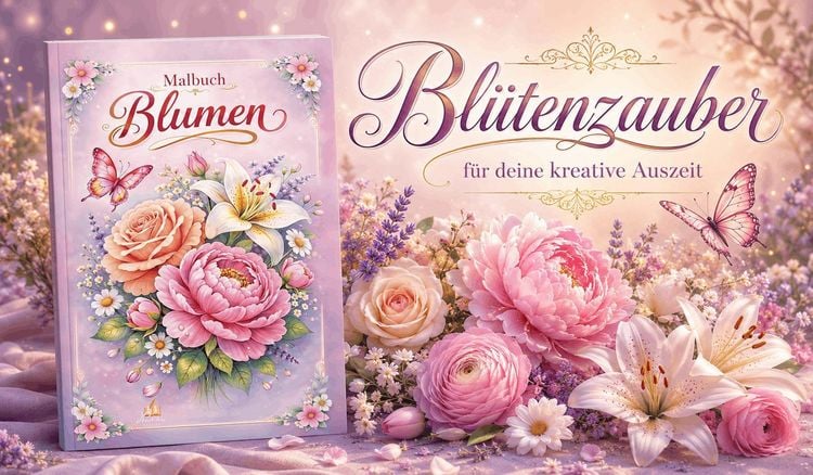 Produktbild: Blumen Malbuch f&uuml;r Erwachsene mit 50 sch&ouml;nen Ausmalmotiven