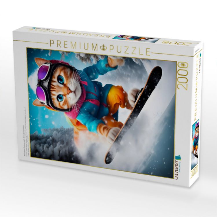 Produktbild: CALVENDO Puzzle Katze beim Outdoorsport - Snowboard fahren | 2000 Teile Lege-Gr&ouml;&szlig;e 90x67cm Foto-Puzzle f&uuml;r gl&uuml;ckliche Stunden