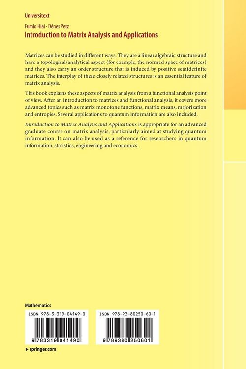 Produktbild: Introduction to Matrix Analysis and Applications
