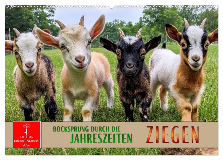 Produktbild: Ziegen - Bocksprung durch das Jahr (Wandkalender 2026 DIN A2 quer), CALVENDO Monatskalender