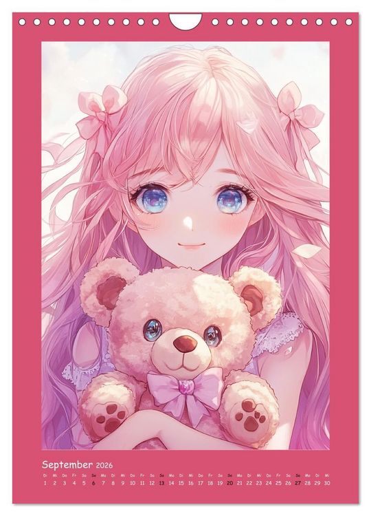 Produktbild: Zauberhafte Momente. Rosa Tr&auml;ume im Manga-Stil (Wandkalender 2026 DIN A4 hoch), CALVENDO Monatskalender