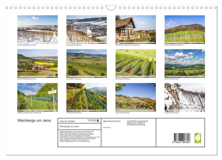 Produktbild: Weinberge um Jena (Wandkalender 2026 DIN A3 quer), CALVENDO Monatskalender