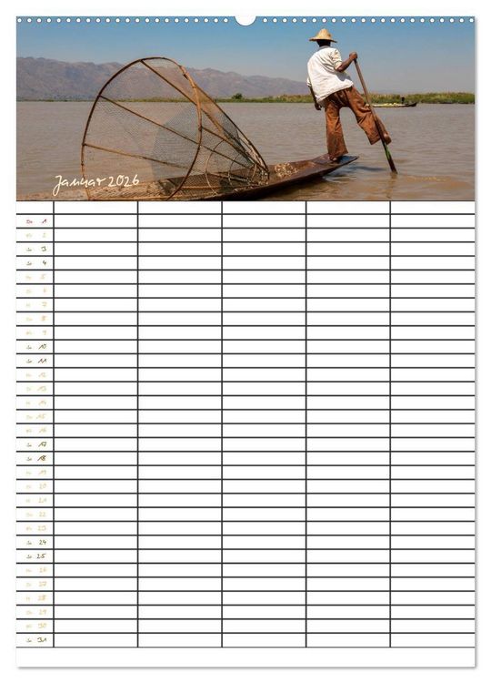 Produktbild: Goldenes Myanmar - Familienkalender 2026 (hochwertiger Premium Wandkalender 2026 DIN A2 hoch), Kunstdruck in Hochglanz