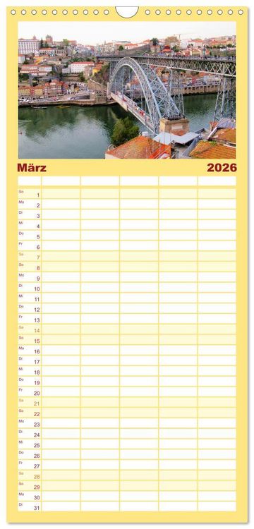 Produktbild: Familienplaner 2026 - St&auml;dtereise nach Porto mit 5 Spalten (Wandkalender, 21 x 45 cm) CALVENDO