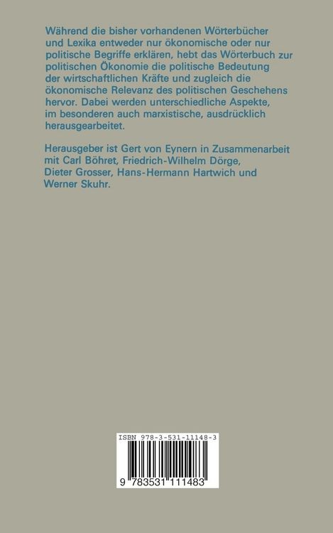 Produktbild: W&ouml;rterbuch zur politischen &Ouml;konomie
