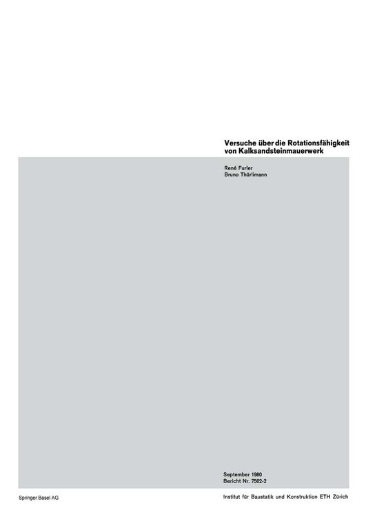 Produktbild: Versuche &uuml;ber die Rotationsf&auml;higkeit von Kalksandsteinmauerwerk