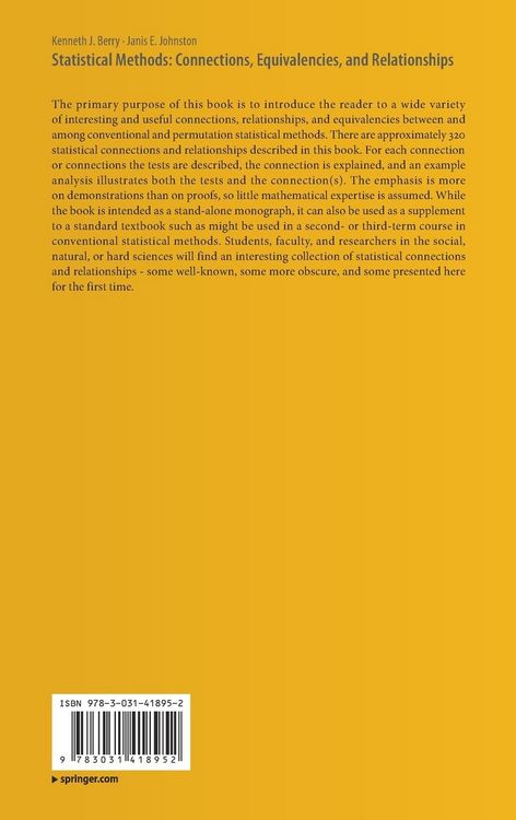 Produktbild: Statistical Methods: Connections, Equivalencies, and Relationships