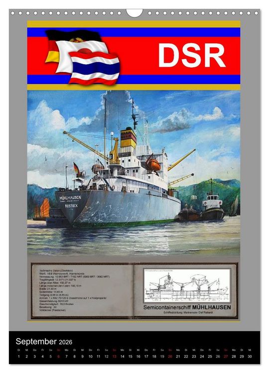 Produktbild: Heimathafen Rostock - Schiffe der Deutschen Seereederei (Wandkalender 2026 DIN A3 hoch), CALVENDO Monatskalender