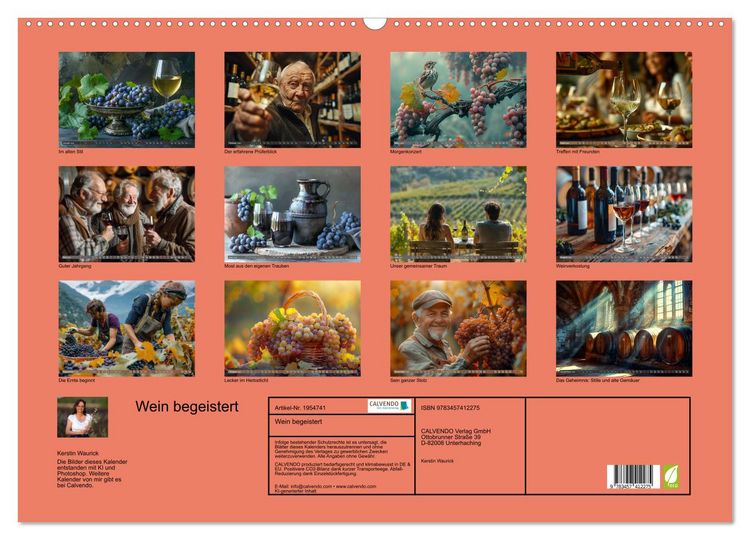 Produktbild: Wein begeistert (Wandkalender 2026 DIN A2 quer), CALVENDO Monatskalender