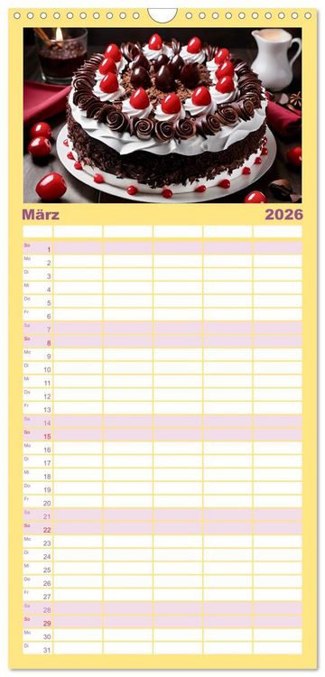 Produktbild: Familienplaner 2026 - Tortentr&auml;ume - Traumtorten mit 5 Spalten (Wandkalender, 21 x 45 cm) CALVENDO