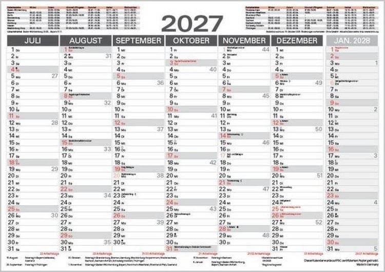 Produktbild: Tafelkalender A4 "Stabil" 2027