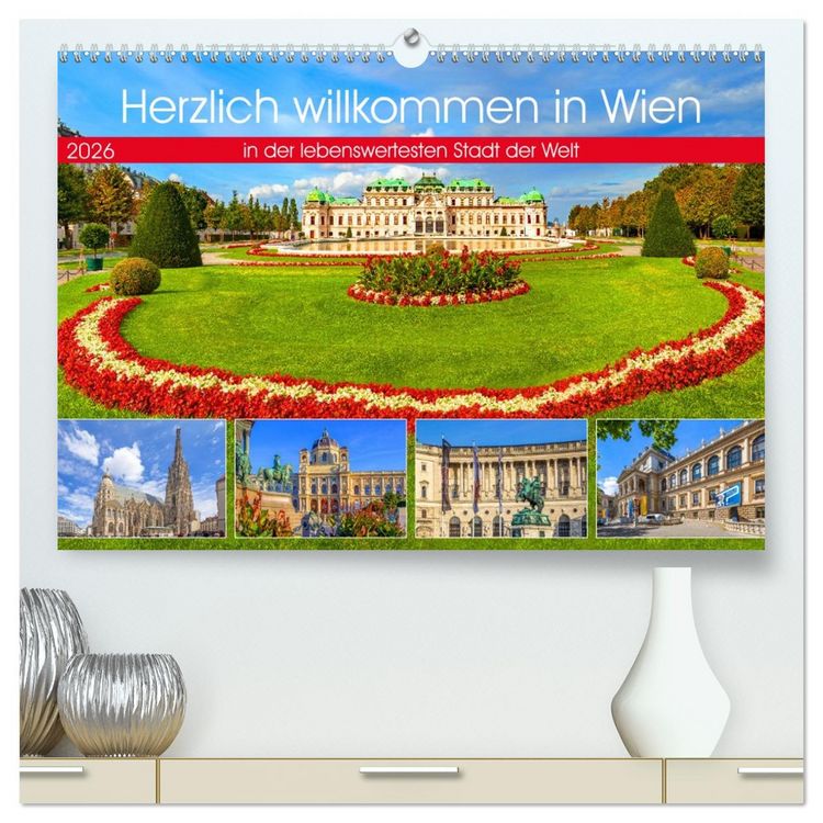 Produktbild: Herzlich willkommen in Wien (hochwertiger Premium Wandkalender 2026 DIN A2 quer), Kunstdruck in Hochglanz
