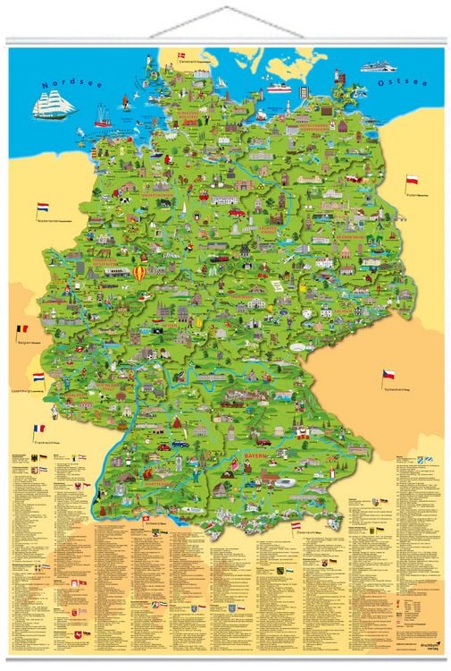 Produktbild: Illustrierte Deutschlandkarte zum Aufh&auml;ngen