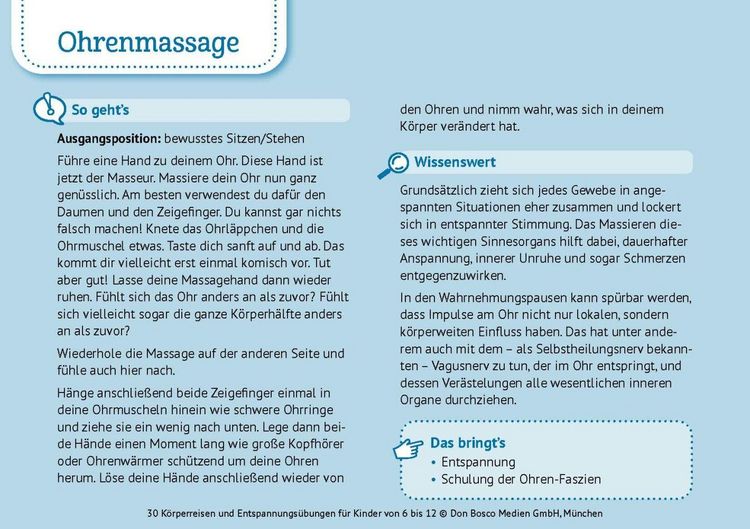 Produktbild: 30 K&ouml;rperreisen und Entspannungs&uuml;bungen f&uuml;r Kinder von 6 bis 12