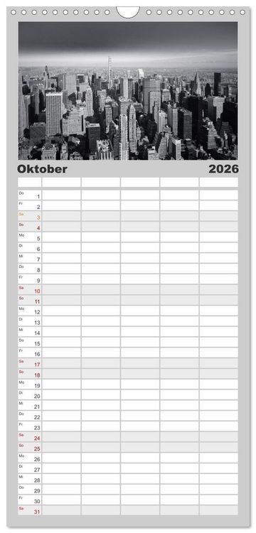 Produktbild: Familienplaner 2026 - New York in schwarz weiss mit 5 Spalten (Wandkalender, 21 x 45 cm) CALVENDO