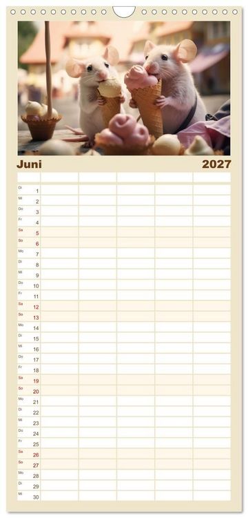 Produktbild: Familienplaner 2027 - Ein Jahr im Leben von Familie Maus mit 5 Spalten (Wandkalender, 21 x 45 cm) CALVENDO