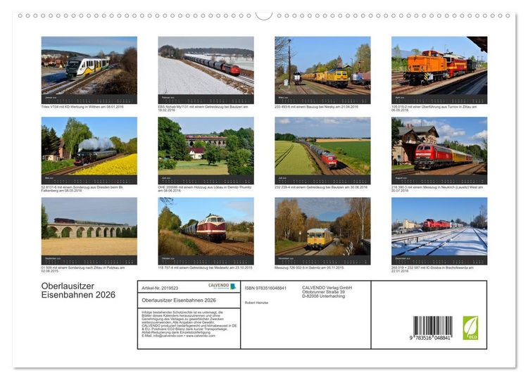 Produktbild: Oberlausitzer Eisenbahnen 2026 (hochwertiger Premium Wandkalender 2026 DIN A2 quer), Kunstdruck in Hochglanz