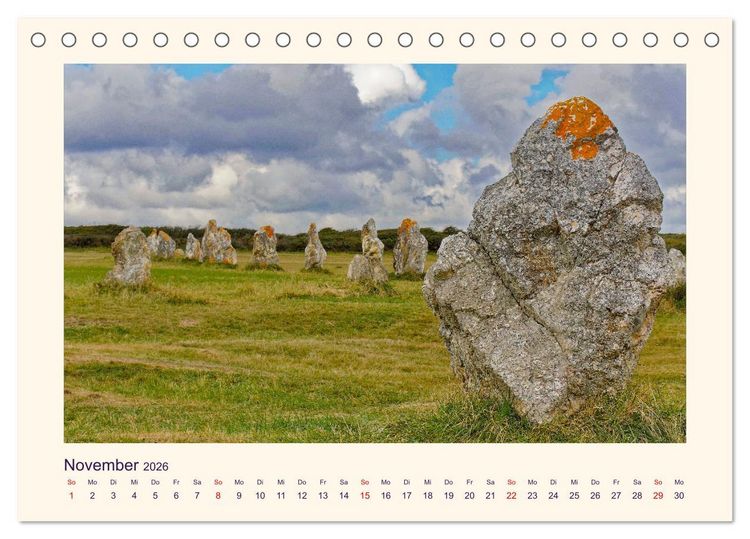 Produktbild: Menhire der Bretagne (Tischkalender 2026 DIN A5 quer), CALVENDO Monatskalender