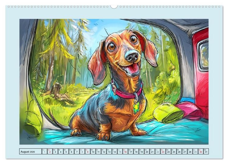 Produktbild: Dackel Fun. Zauberhafte Hunde Cartoons f&uuml;rs Herz (hochwertiger Premium Wandkalender 2026 DIN A2 quer), Kunstdruck in Hochglanz