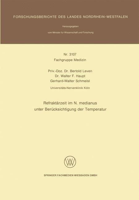 Produktbild: Refrakt&auml;rzeit im N. medianus unter Ber&uuml;cksichtigung der Temperatur