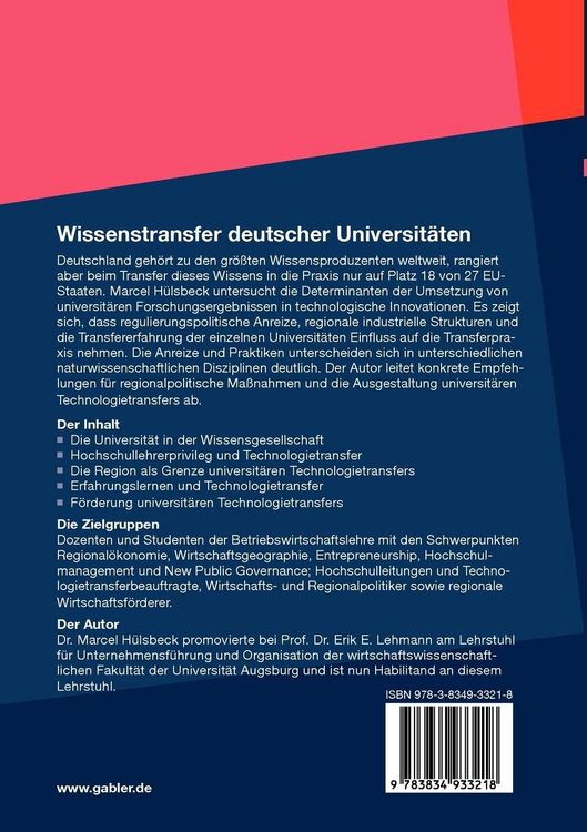Produktbild: Wissenstransfer deutscher Universit&auml;ten