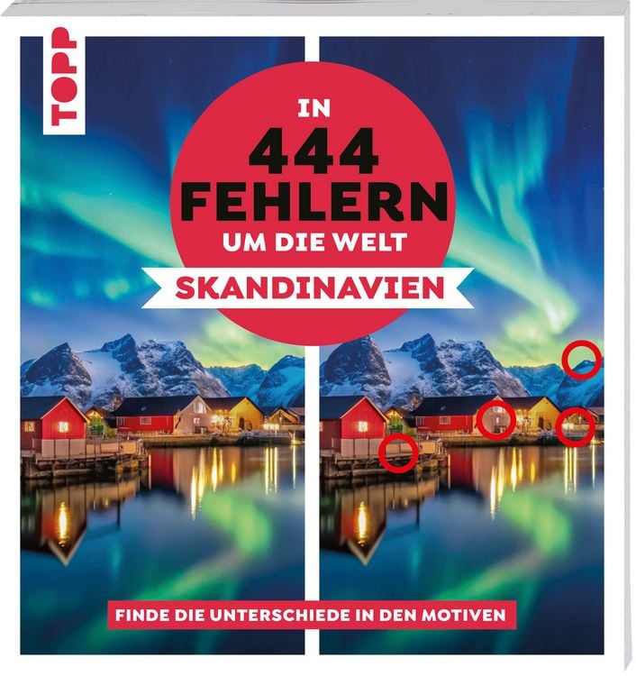 Produktbild: In 444 Fehlern um die Welt &ndash; Skandinavien. Finde die Unterschiede in den sch&ouml;nsten Motiven Skandinaviens