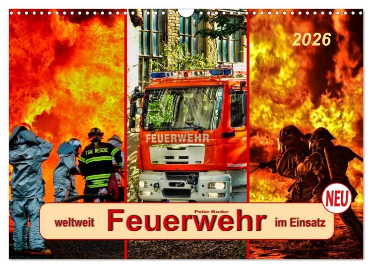 Produktbild: Feuerwehr - weltweit im Einsatz (Wandkalender 2026 DIN A3 quer), CALVENDO Monatskalender