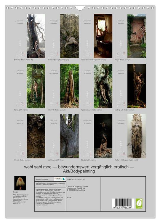 Produktbild: wabi sabi moe &mdash; bewundernswert verg&auml;nglich erotisch &mdash; Akt/Bodypainting (Wandkalender 2026 DIN A3 hoch), CALVENDO Monatskalender
