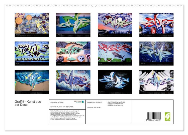 Produktbild: Graffiti - Kunst aus der Dose (hochwertiger Premium Wandkalender 2026 DIN A2 quer), Kunstdruck in Hochglanz