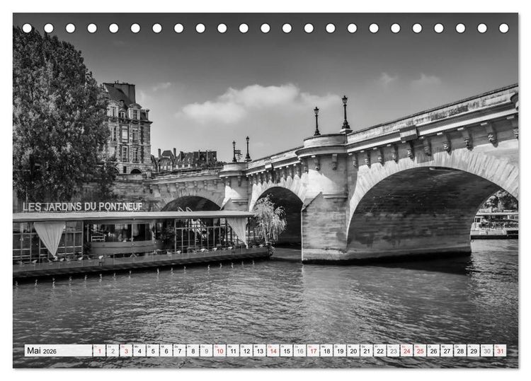 Produktbild: PARIS Monochrome Impressionen (Tischkalender 2026 DIN A5 quer), CALVENDO Monatskalender