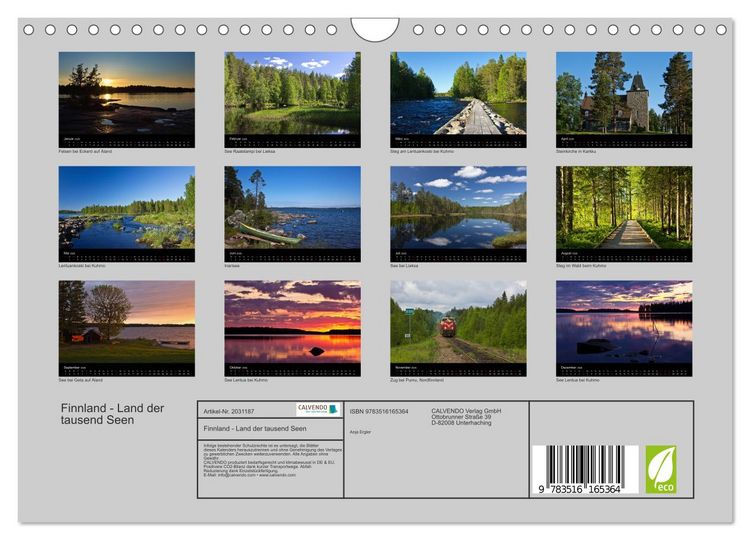 Produktbild: Finnland - Land der tausend Seen (Wandkalender 2026 DIN A4 quer), CALVENDO Monatskalender