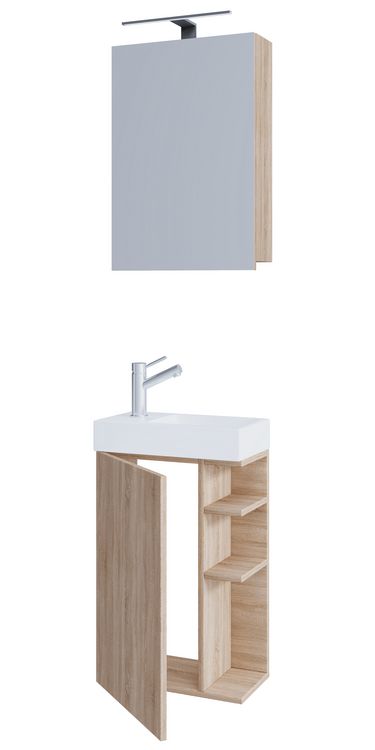 Produktbild: 2-tlg G&auml;ste WC Bad Waschtisch Lumia Spiegelschrank