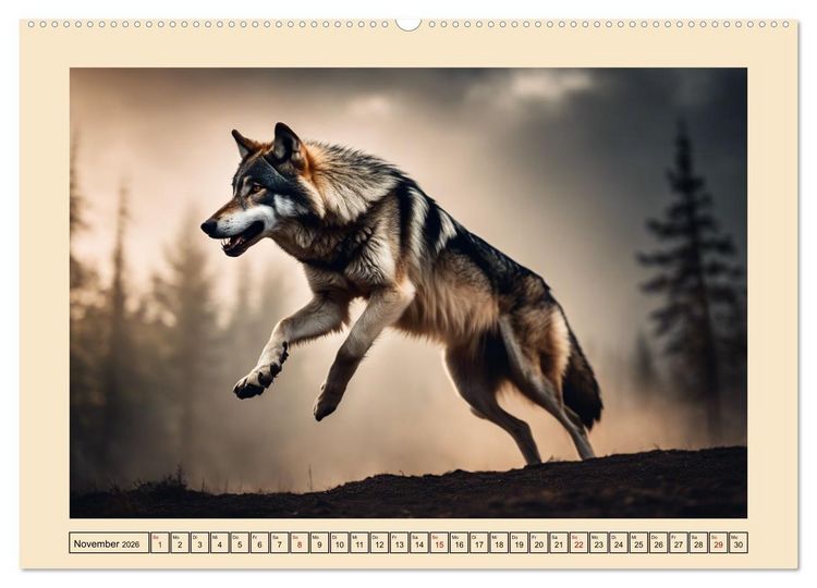Produktbild: Ein Jahr unter W&ouml;lfen (Wandkalender 2026 DIN A2 quer), CALVENDO Monatskalender