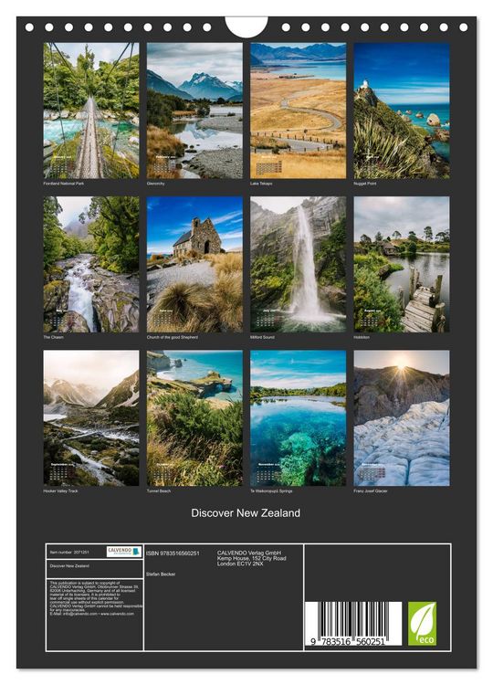 Produktbild: Discover New Zealand (Wall Calendar 2026 DIN A4 portrait), CALVENDO 12 Month Wall Calendar