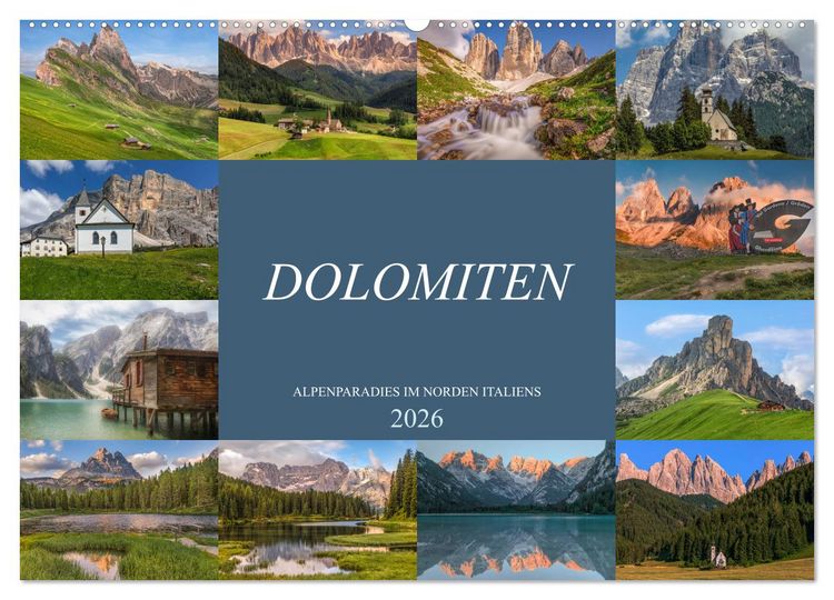 Produktbild: Dolomiten, Alpenparadies im Norden Italiens (Wandkalender 2026 DIN A2 quer), CALVENDO Monatskalender