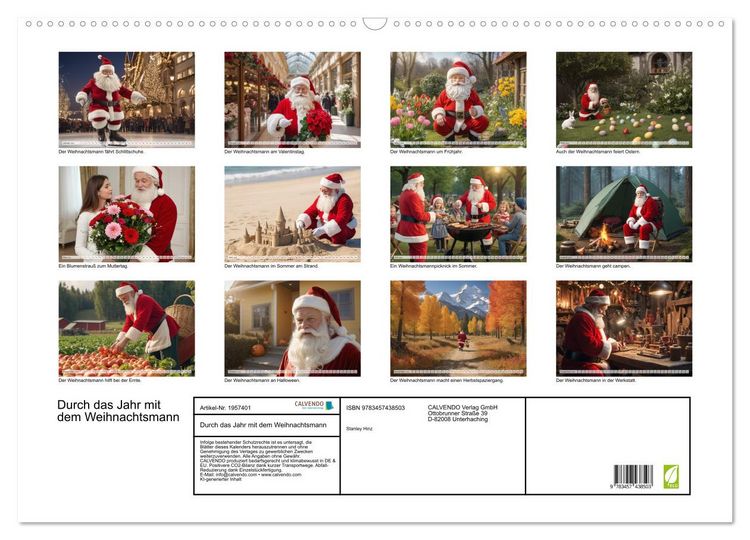 Produktbild: Durch das Jahr mit dem Weihnachtsmann (Wandkalender 2026 DIN A2 quer), CALVENDO Monatskalender