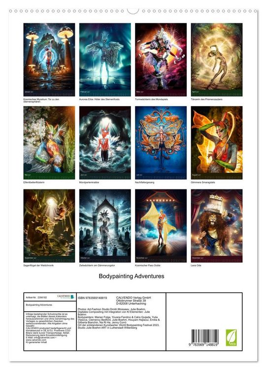 Produktbild: Bodypainting Adventures (hochwertiger Premium Wandkalender 2027 DIN A2 hoch), Kunstdruck in Hochglanz