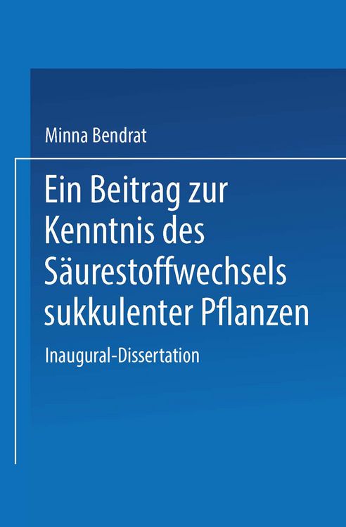 Produktbild: Ein Beitrag zur Kenntnis des S&auml;urestoffwechsels sukkulenter Pflanzen