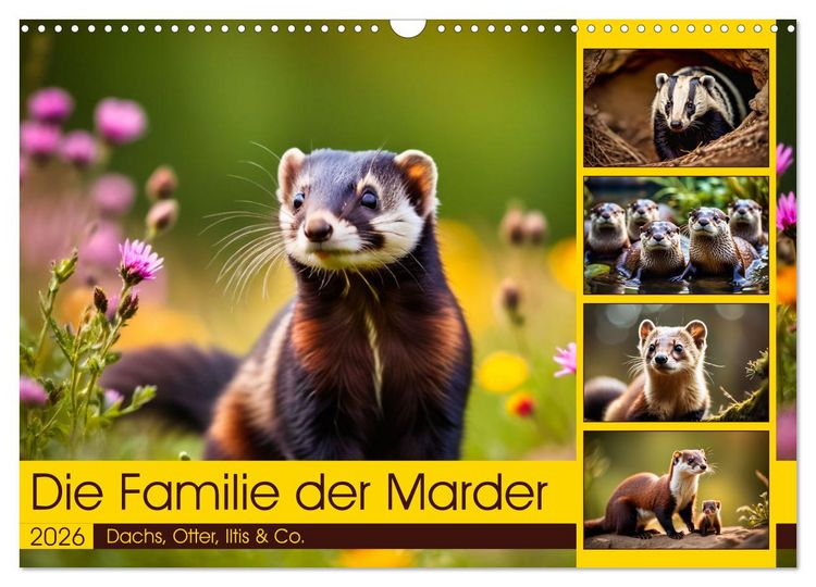Produktbild: Die Familie der Marder (Wandkalender 2026 DIN A3 quer), CALVENDO Monatskalender