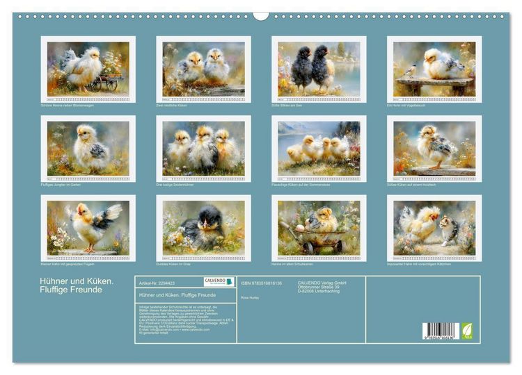 Produktbild: H&uuml;hner und K&uuml;ken. Fluffige Freunde (Wandkalender 2027 DIN A2 quer), CALVENDO Monatskalender
